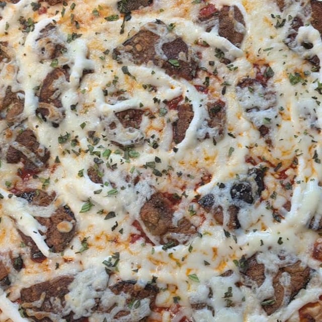 Eggplant Parmesan Pizza.