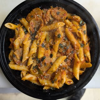 Rigatoni with Sausage, Peppers & Onions