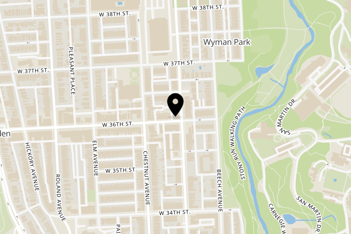 Map showing the location of Ribaldi's Pizza & Subs on 3600 Keswick Rd in Baltimore